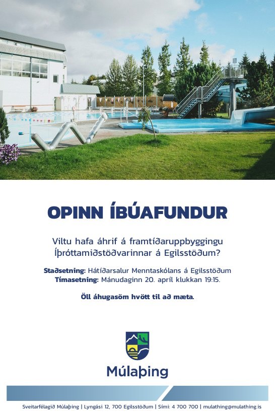 Opinn íbúafundur um Íþróttamiðstöðina á Egilsstöðum