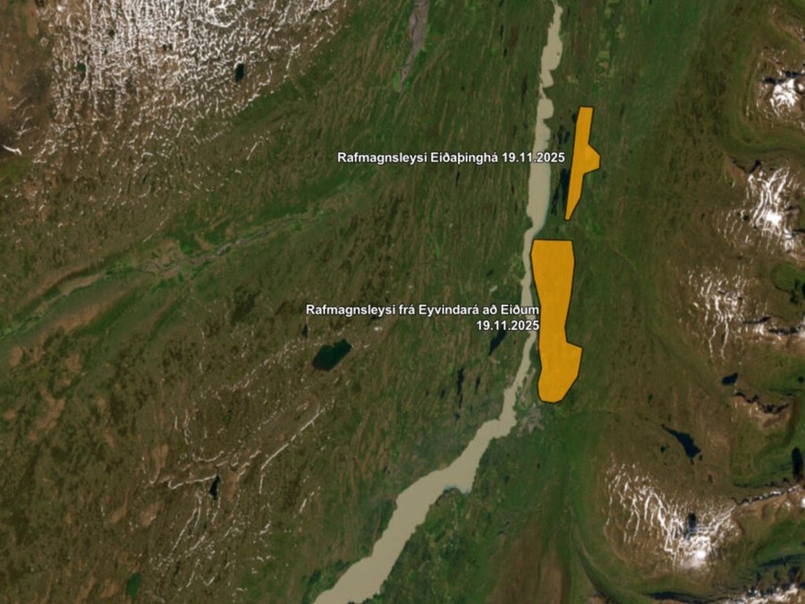 Rafmagnsleysi í Eiðaþinghá og frá Eyvindará að Eiðum