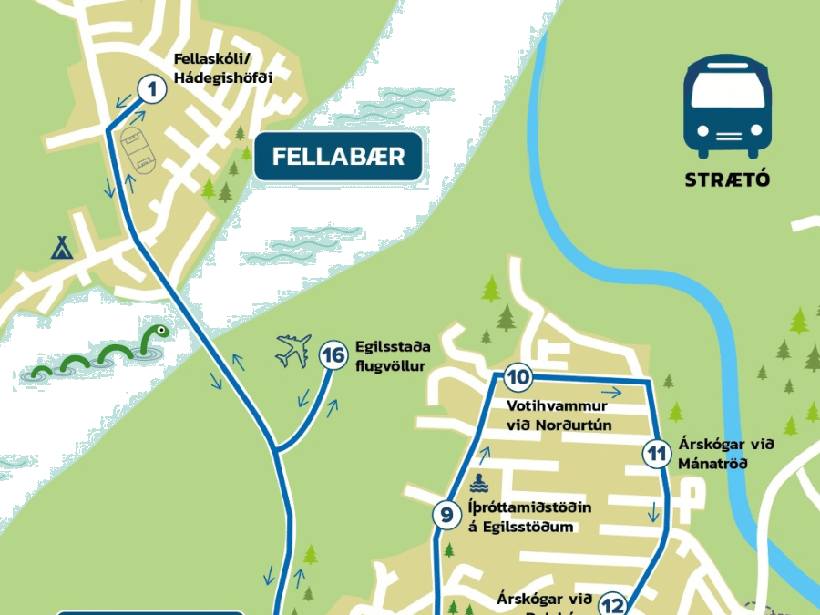 Breyttur akstur strætó í Fellabæ
