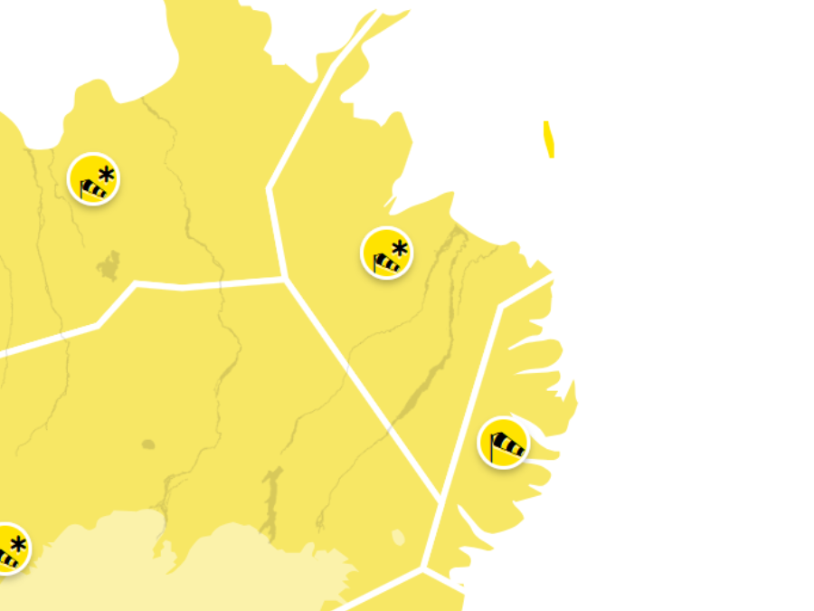 Gul veðurviðvörun á Austurlandi